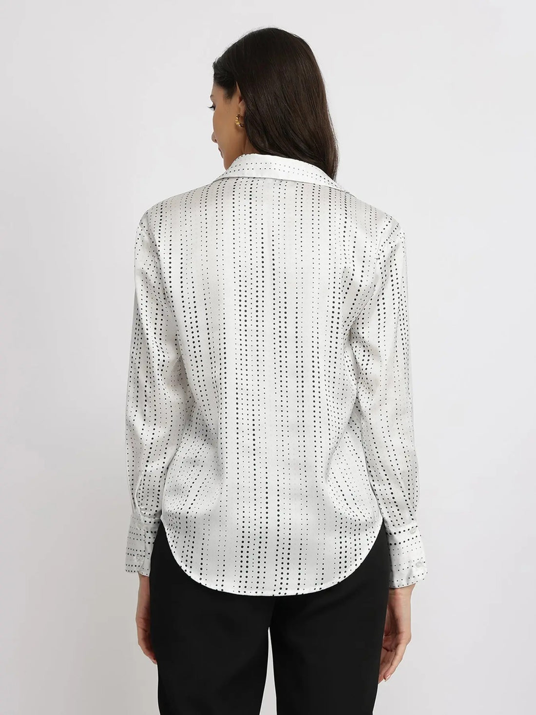 Satin Dotline Shirt – Minimal Printed Women’s Office Wear